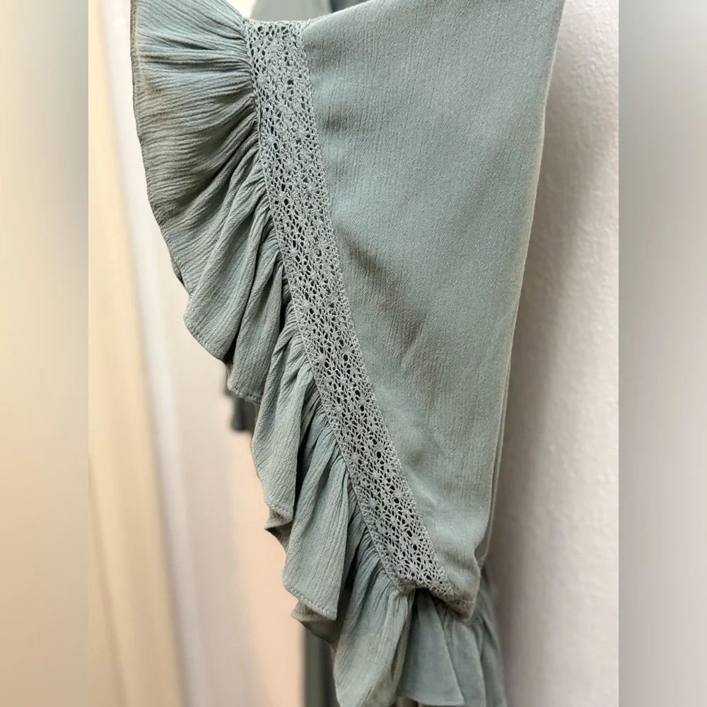 Free People Sage Blue Ruffled Maxi Dress